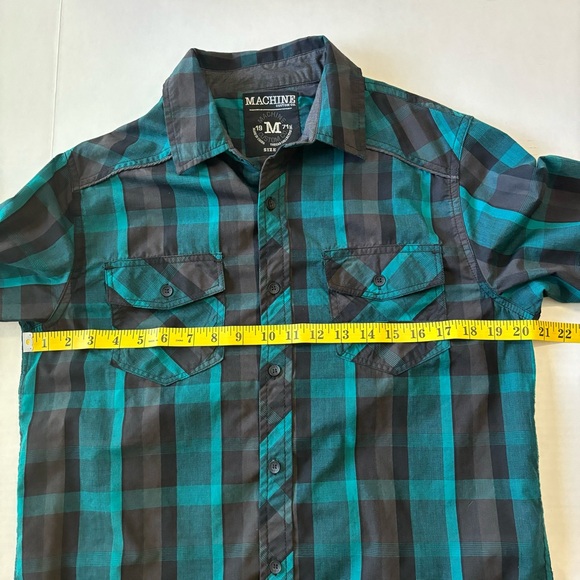 Machine Custom Co. Charcoal/Teal Plain Long Sleeve Button Up Shirt Men's Medium - Picture 7 of 9